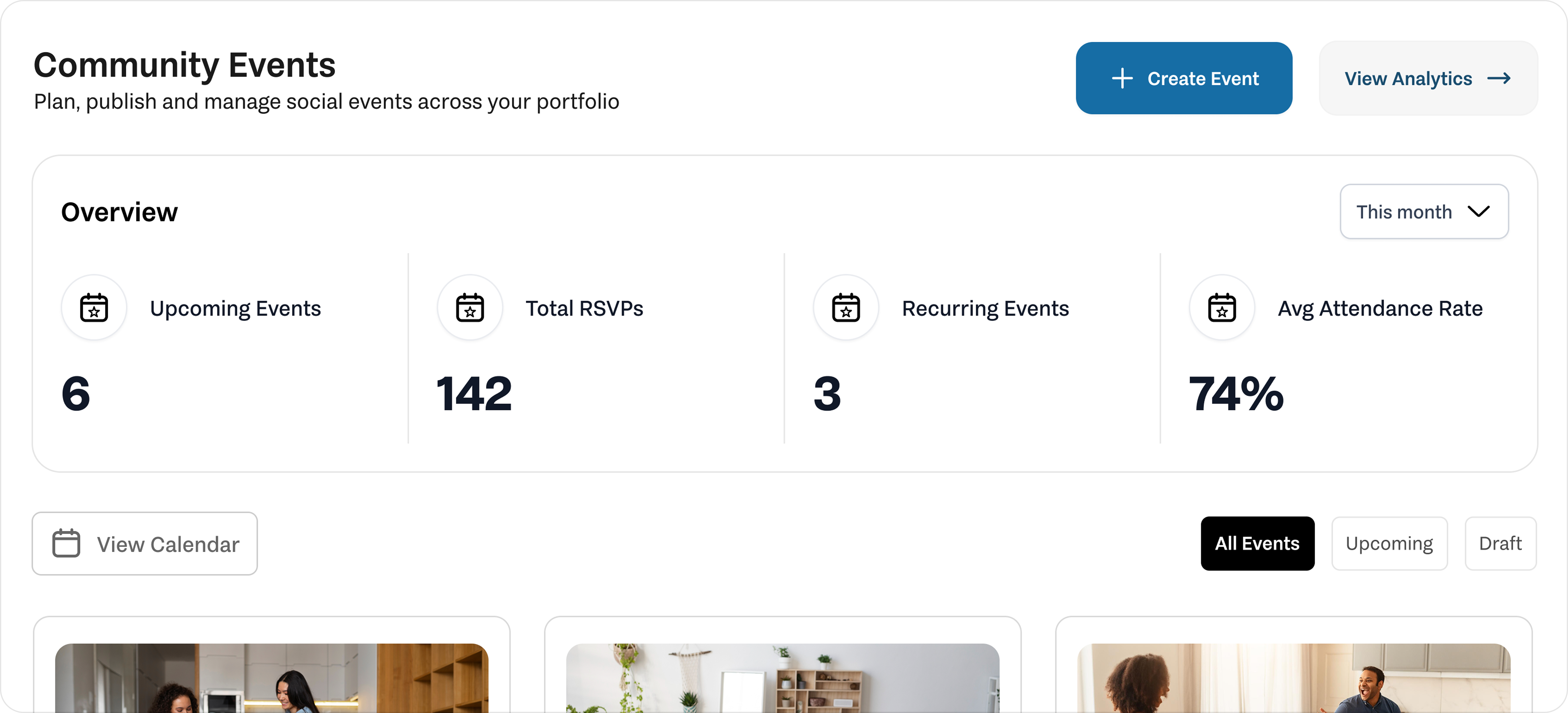 Community events dashboard