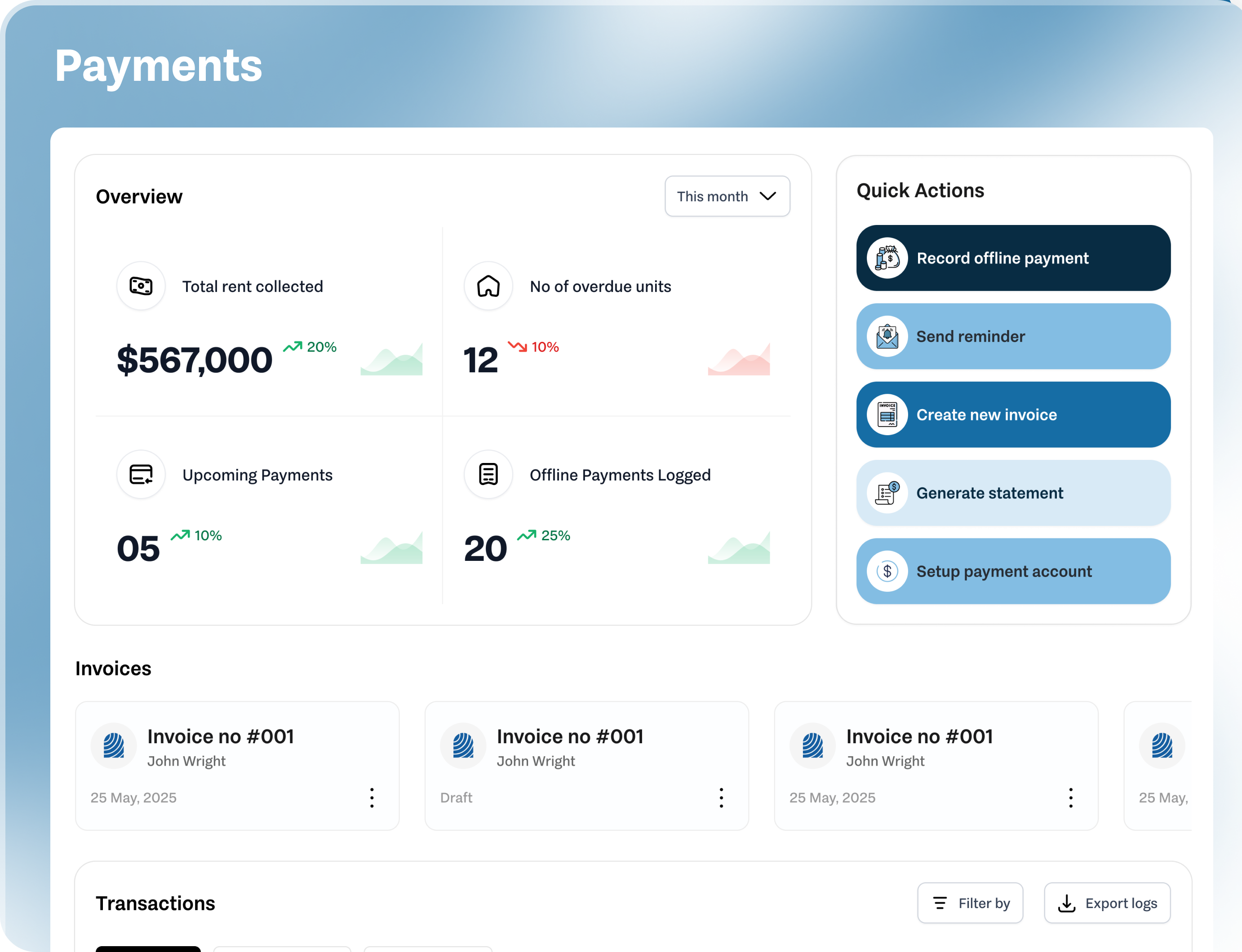 Payments dashboard preview