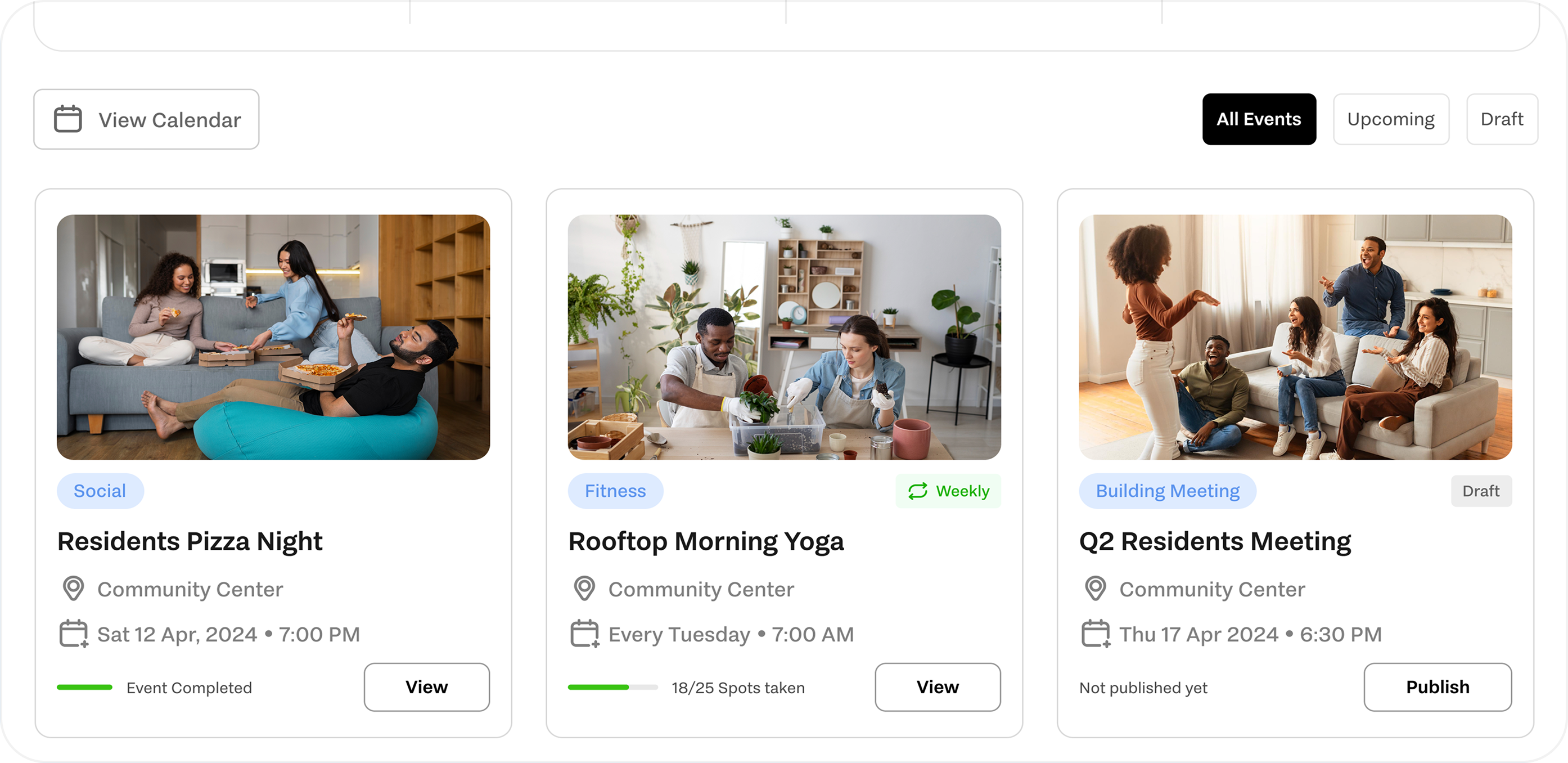 Resident workspace overview dashboard